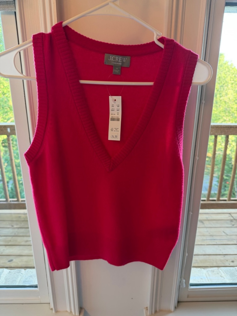 J. Crew Hot Pink Cashmere V-Neck Sweater Vest